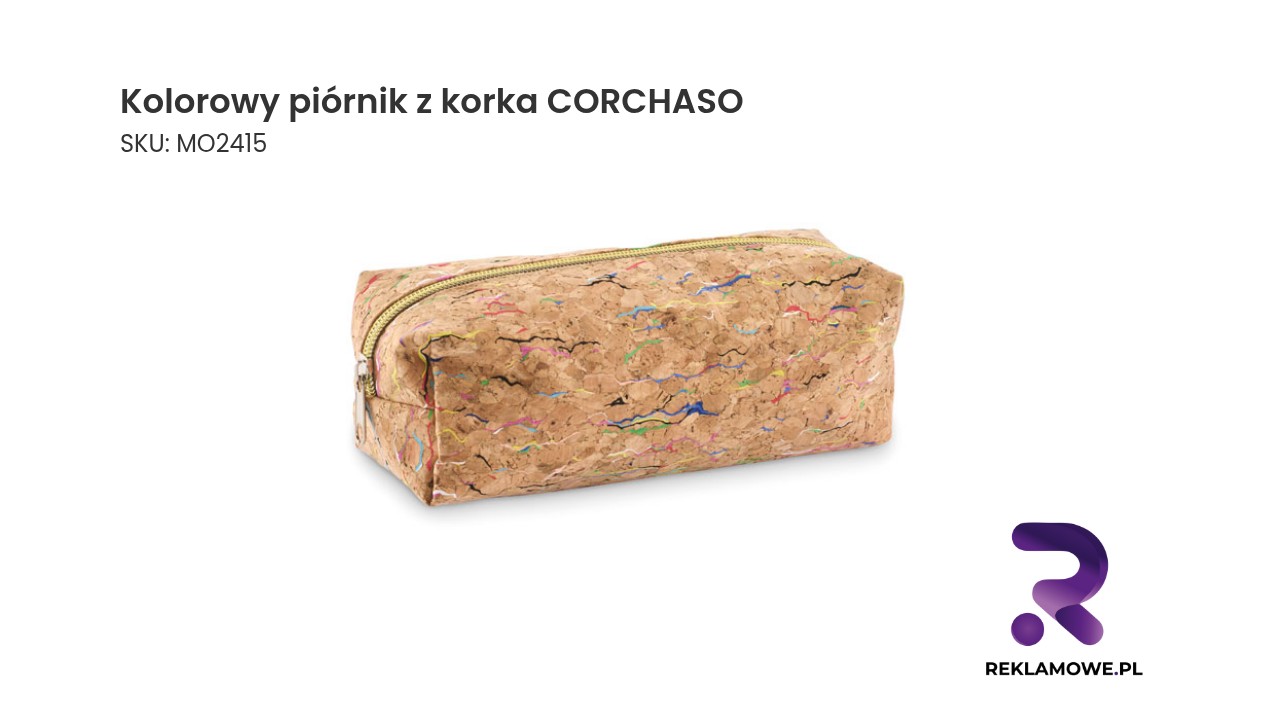 Kolorowy piórnik z korka CORCHASO Kolorowy piórnik z korka CORCHASO – ekologiczny piórnik na przybory szkolne i biurowe