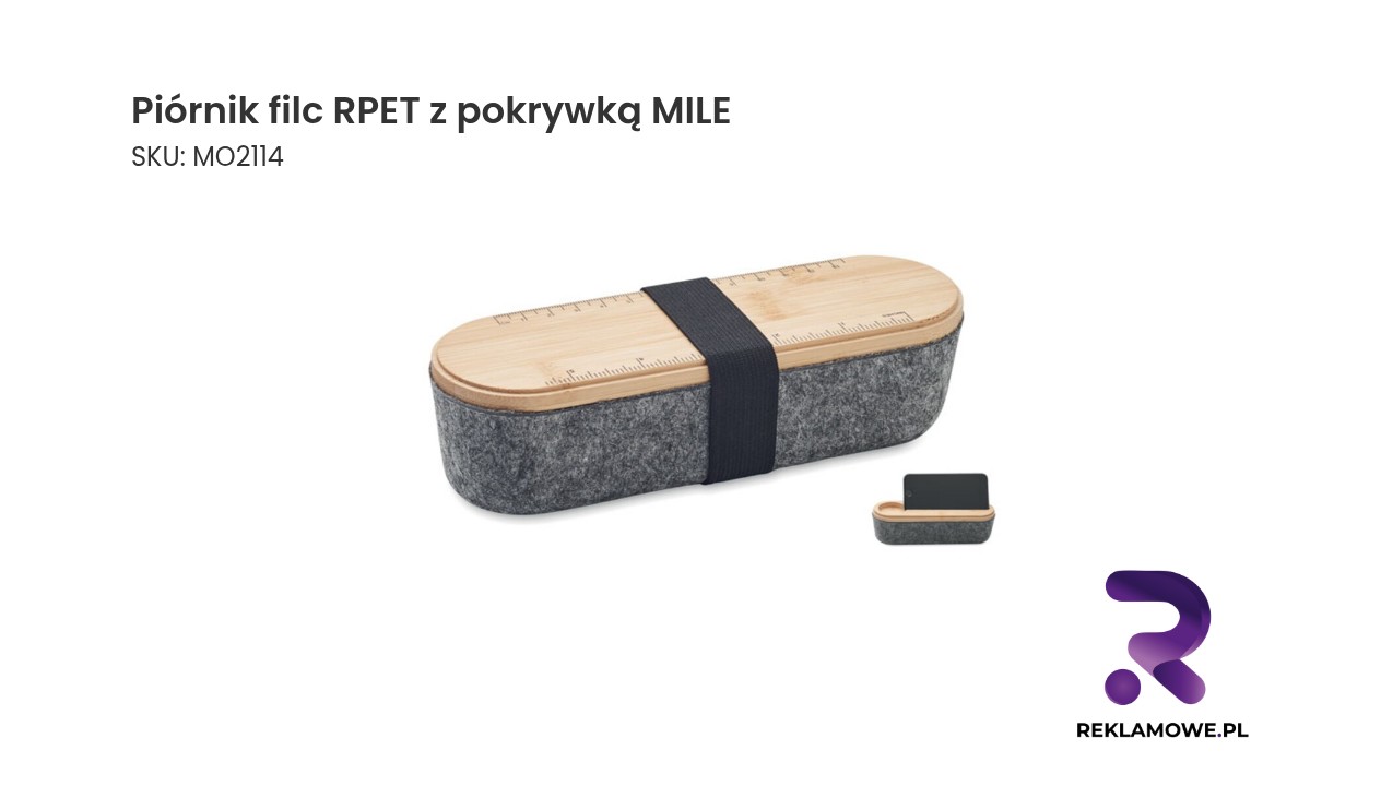 Piórnik wykonany z filcu RPET z pokrywką, model MILE
