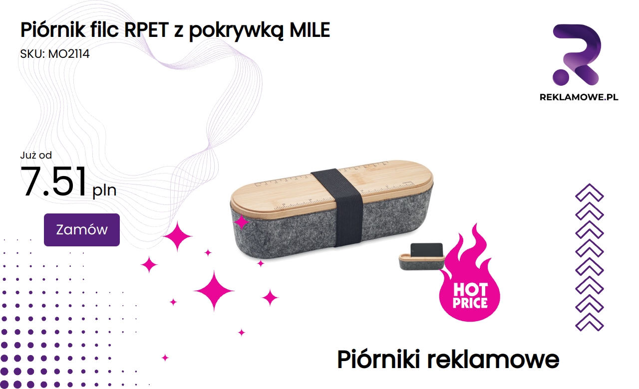 Piórnik z filcu RPET MILE z pokrywką