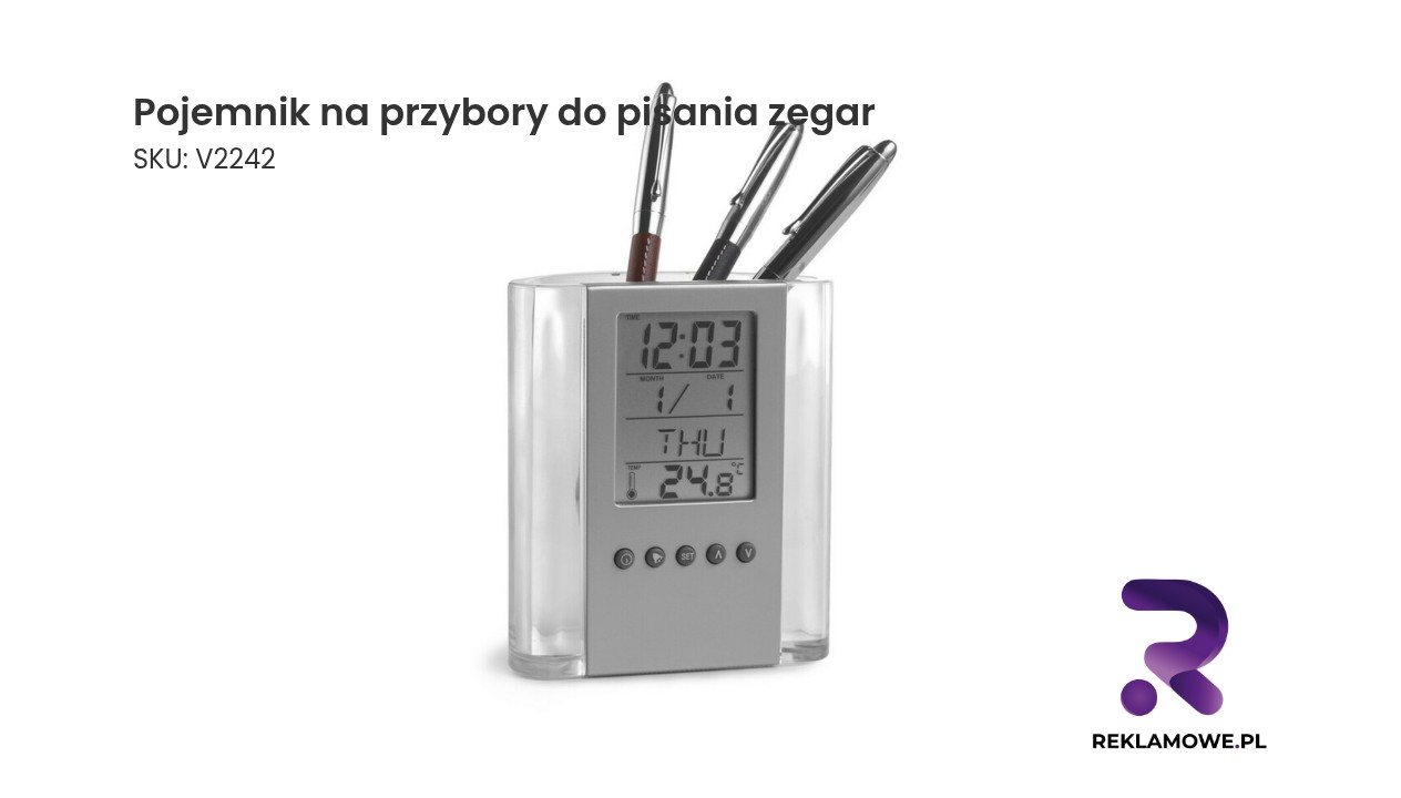 Pojemnik na przybory do pisania z wbudowanym zegarem