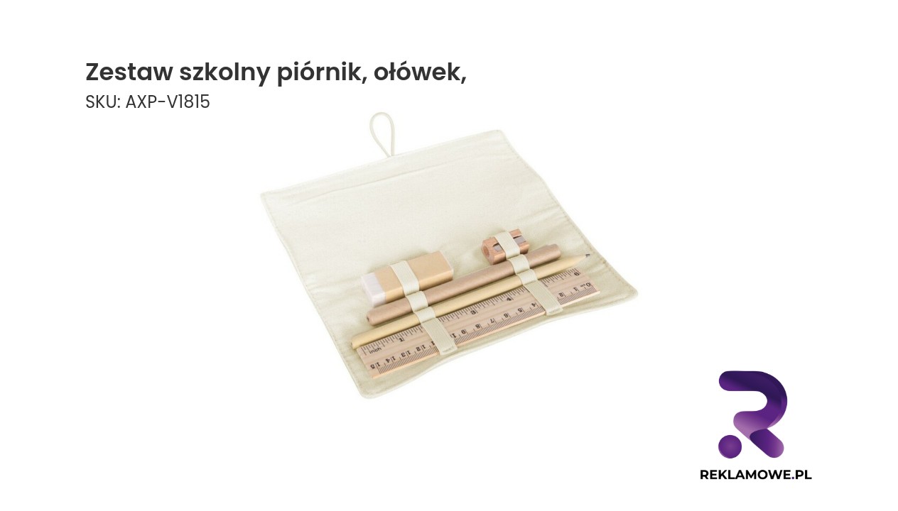 Zestaw szkolny, piórnik, ołówek, długopis, linijka, gumka i temperówka | Lauren Zestaw szkolny z piórnikiem i ołówkiem